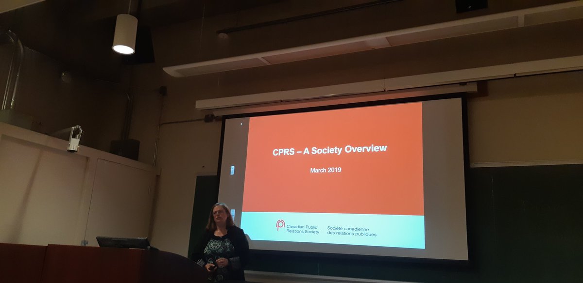 karlee_bourque's tweet photo. Students of CMN4500 have the privilege to hear from @dianeriddell today on how @CPRSNational has enriched her career as a Public Relations practitioner. Her expertise in professional development, ethical communication and standards in practice is valuable insight. #CanPRedu https://t.co/ivgwFlabyB