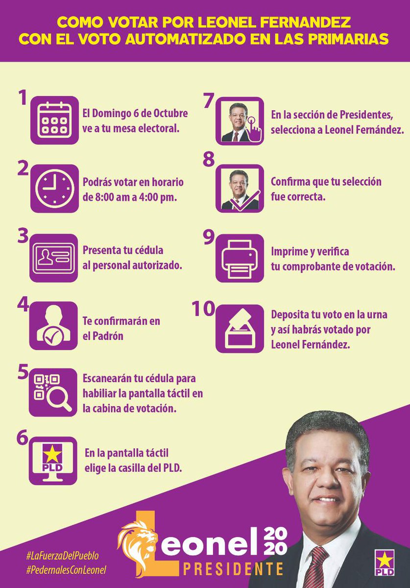 GenteconR's tweet photo. Este 6 de Octubre vota Leonel, no te dejes engañar tu voto es secreto, y no hay manera de identificar por quién lo ejerciste!  Échale por el LEÓN https://t.co/NYndaSpcP1