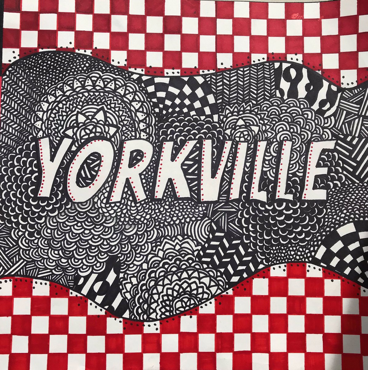 YMS_Art's tweet photo. What an extraordinary example of school spirit for our Zentangle typography project! We love using @sharpie markers for this lesson! #middleschoolart #arted #oneyms #arteducation #zentangle https://t.co/eC8ZO1NKgl
