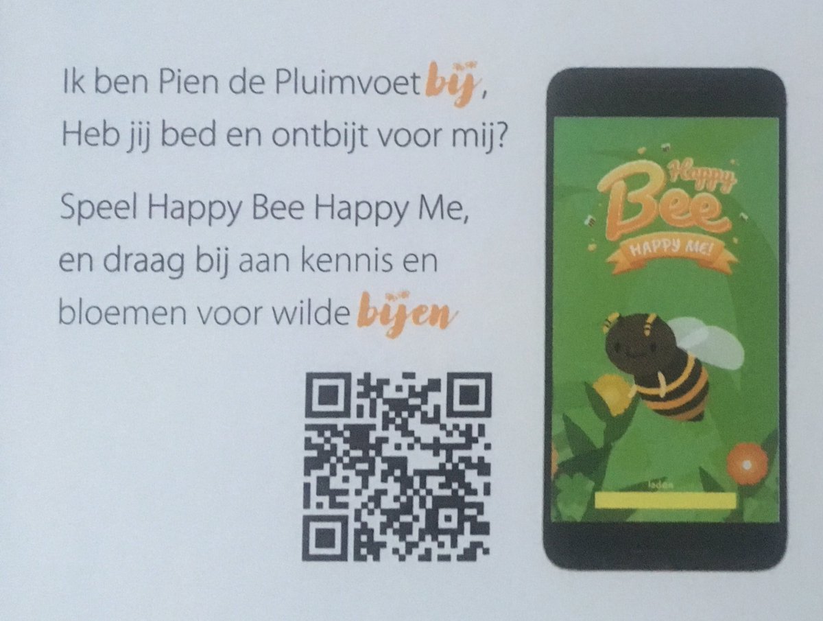 Bijenoase's tweet photo. Op de #bijenstrategie vandaag hebben we de game Happy Bee Happy Me gelanceerd. Download de game via de QR code https://t.co/SH2MVjxUBV