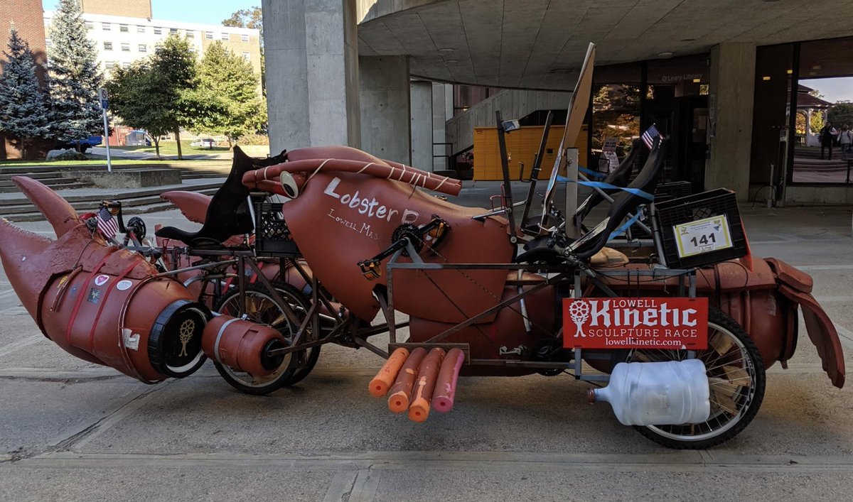 factorygothic's tweet photo. Highly recommend anyone in the #Lowell area this Saturday check out the Lowell Kinetic Sculpture Race! This fantastic beast (currently parked on South campus) will be there, among many other amazing creations.
Spectator Guide: https://t.co/5iHkr1ml3V
#lowellkinetic #lksr2019 https://t.co/uL79iUQGN4