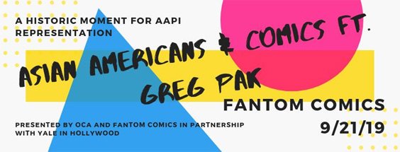 OCA_GLA's tweet photo. On Saturday, September 21, OCA and Fantom Comics welcome film director and comic book writer Greg Pak to Washington, D.C. to talk about his latest Marvel comic book, "Agents of Atlas." The event also will be broascasted on Liverstream, at 2:00pm (ET) at https://t.co/KEHVyIOjXQ https://t.co/xgYZTHyehC