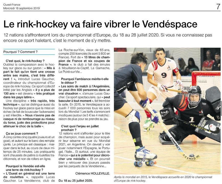 [Presse] 🗞
Article Ouest France du 18/09/19

La presse commence aussi à en parler ! 📣Prêt à nous suivre ? On vous donne des nouvelles très vite....🏑🔥 🇪🇺

#Areyouok
#EuroRink2020