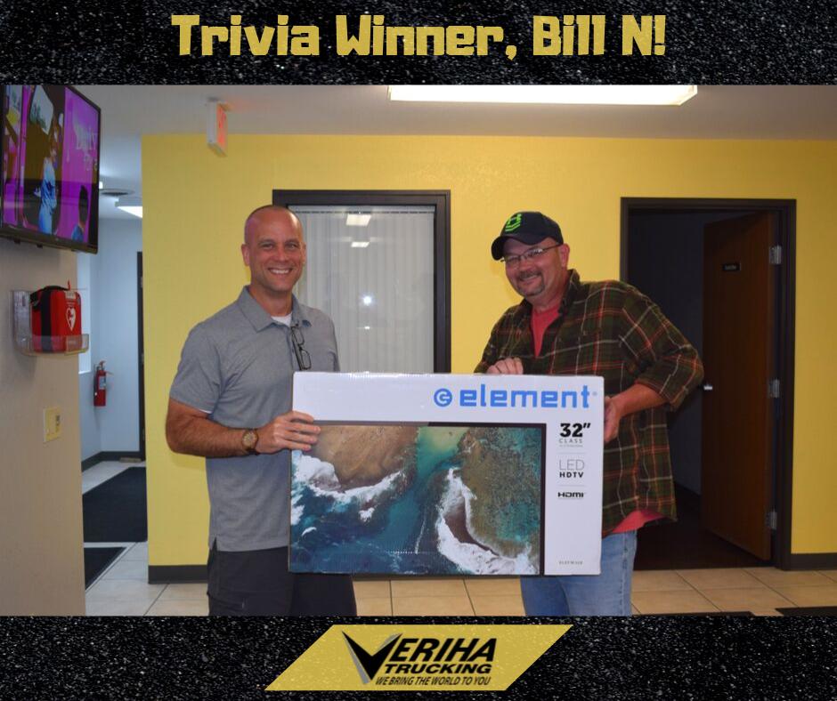 VerihaTrucking's tweet image. Congratulations to VIP Driver, Bill N. who won our trivia contest last week! #TeamVeriha #KeepThingsFun #ShowMeaningfulAppreciation