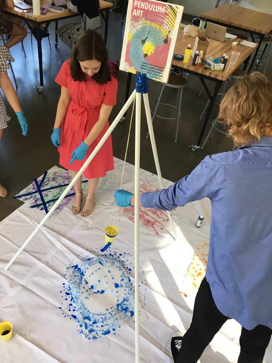 BrimmerID's tweet photo. Our first community project is up and swinging! Stop by the Innovation Space to give our pendulum, painting rig a twirl! @brimmer and may @BrimmerArts #madeatbrimmer https://t.co/SOFodM39wq