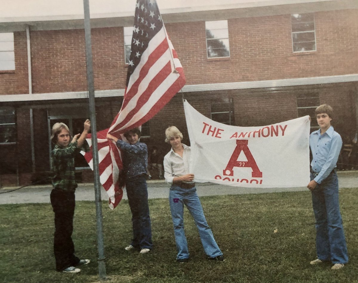 AnthonySchool's tweet photo. Throwback Thursday: From color guard to TAS flags, we remain patriotic and proud. Celebrate and share memories with us this fall as we celebrate our 75th anniversary! TAS has been advancing independent & excited students since 1944. #TAS75th https://t.co/eLcYWfWFHP