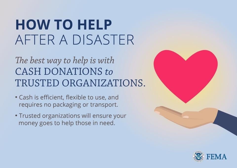 UWSCERT's tweet image. HOW TO HELP
- CASH IS BEST. The community's infrastructure may not support food, clothing donations.
- BE SMART. Send money to trusted organizations.
- CHECK CREDENTIALS. Use the Internal Revenue Service Website's TEOS Search Tool ow.ly/LJ3M30pxXt0