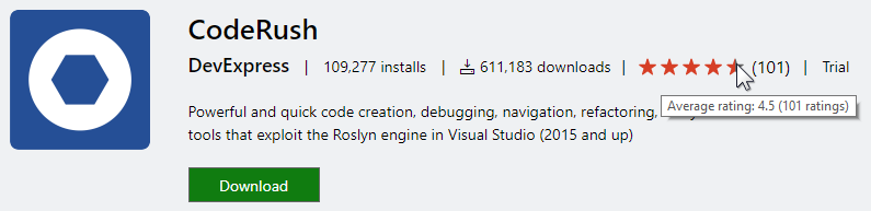Over half a million downloads, over 100,000 installs, and over 4.5 average rating on the Visual Studio Marketplace. 

CodeRush

Get it here: marketplace.visualstudio.com/items?itemName…