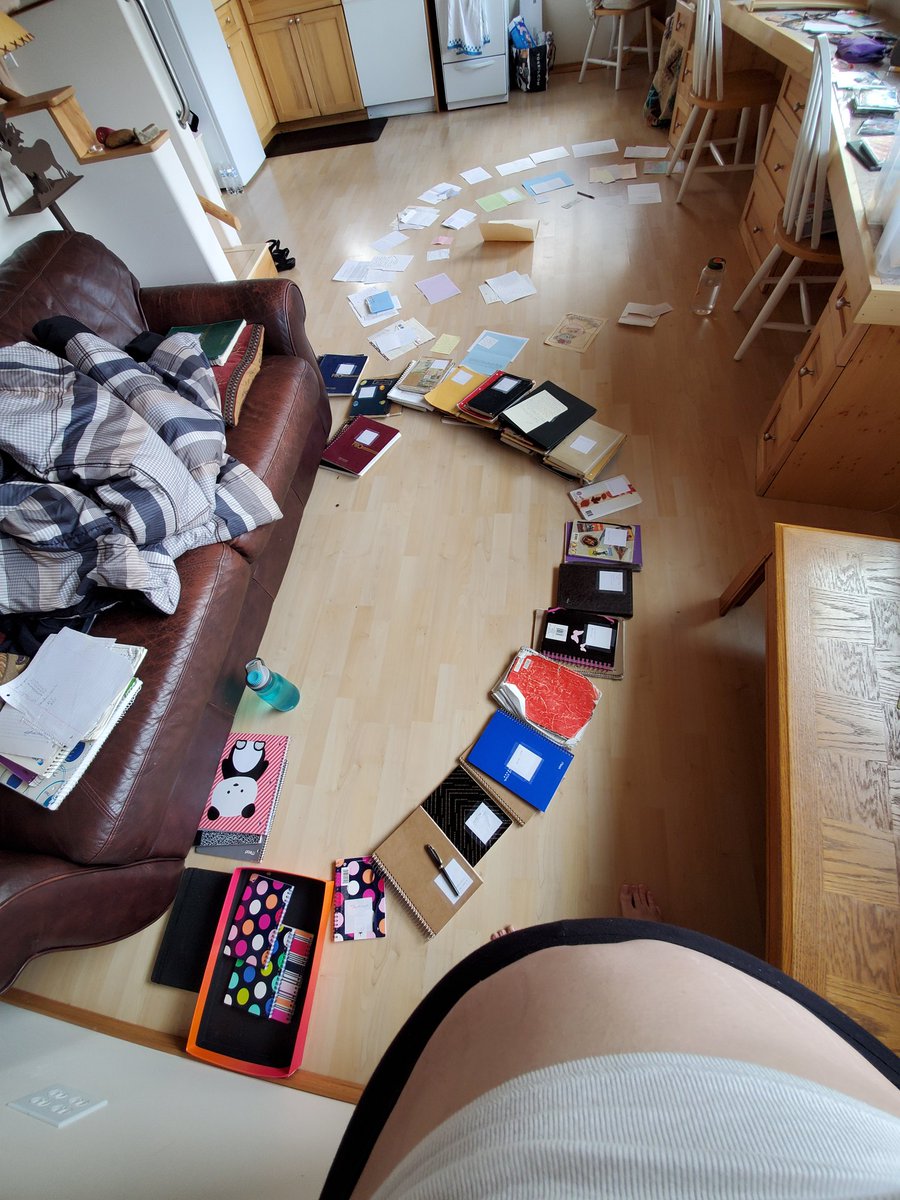 sparkle_heretic's tweet image. Well. This is all of my journals/notebooks chronologically, and then Nev's papers chronologically. This is a normal thing. #notobsessive