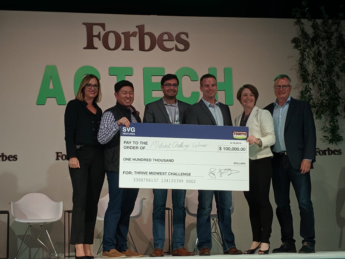 THRIVEAgriFood's tweet photo. @SwineTechInc wins THRIVE Forbes Innovation Icon Award! $100k investment from @SVG_Ventures @THRIVEAgTech @Forbes #thrivechallenge #forbesagtech https://t.co/S6hlsX7Ahp