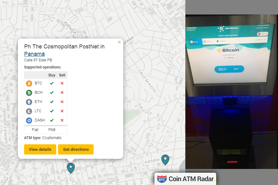 CoinATMRadar's tweet photo. New installed #Cryptomatic #bitcoin machine at Ph The Cosmopolitan PostNet in #Panamá 🇵🇦. Operated by #CryptomaticATM. Supported coins: #BTC, #BCH, #ETH, #LTC, #DASH
https://t.co/lYOWOYHwPq https://t.co/GXez6ABNd5