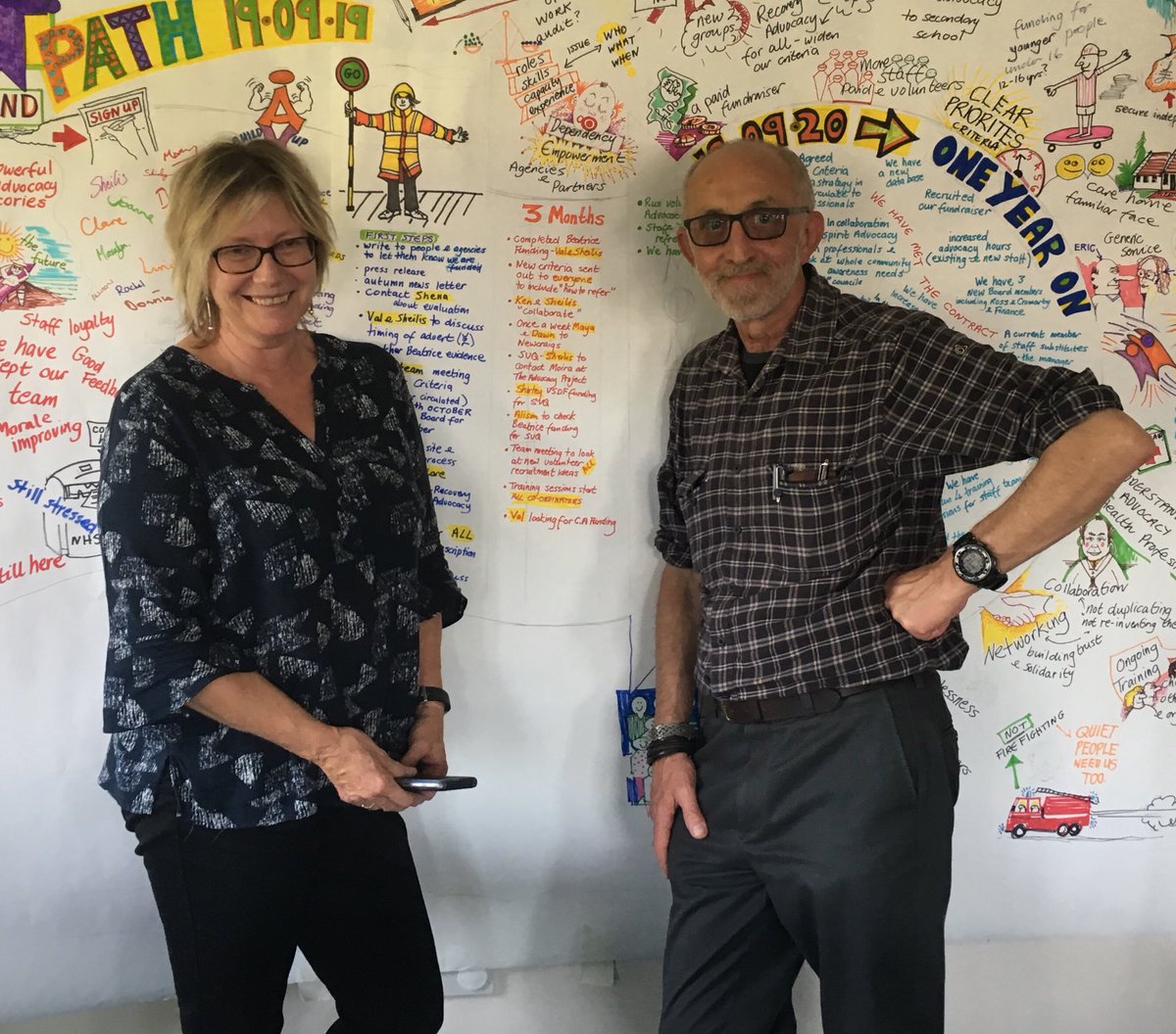 AdvocacyHi's tweet photo. Thanks to Karen and Ken for the wonderful graphic recording of our planning meeting today #positiveplans https://t.co/S2oxYMPpGb