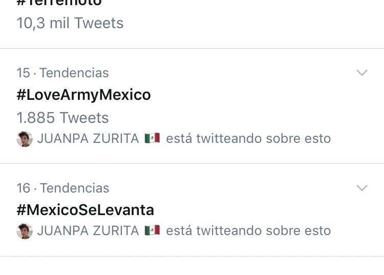 Bro ya somos tendencia!!!! Que emoción y orgullo a la vez esto va a lo grande 
#LoveArmyMexico #MexicoSeLevanta 
@ElJuanpaZurita