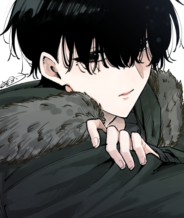 (創作)自分で生み出しといてなんだけど難しいなこいつと思いながら固めてあげたくてもさもさ描いてる…髪が楽しい 
