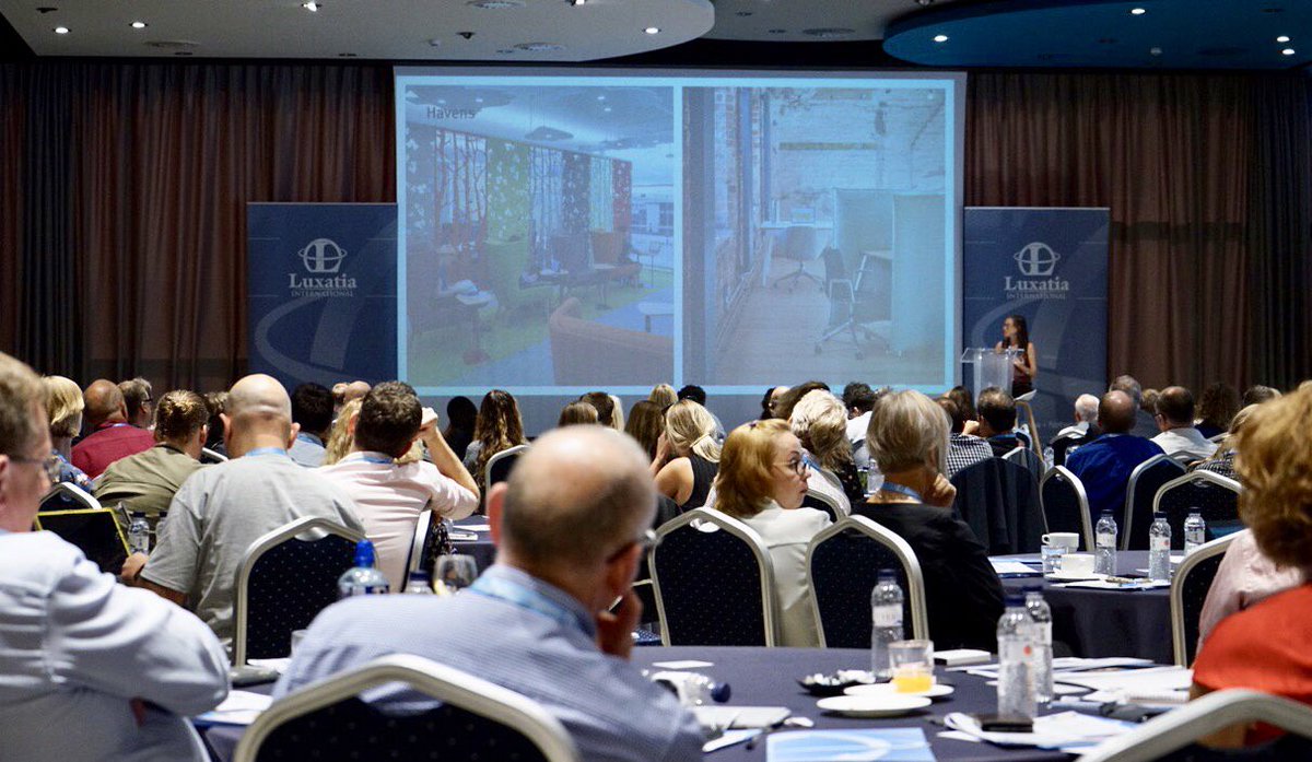 Luxatia_intl's tweet photo. The head of Education at @HermanMiller, @LaurenClBell sharing current #designtrends for a sustainable #livingcampus at the 4th #LearningSpaces Summit. #ILS2019 #LearningSpaces2019 https://t.co/rIPirVEcWU