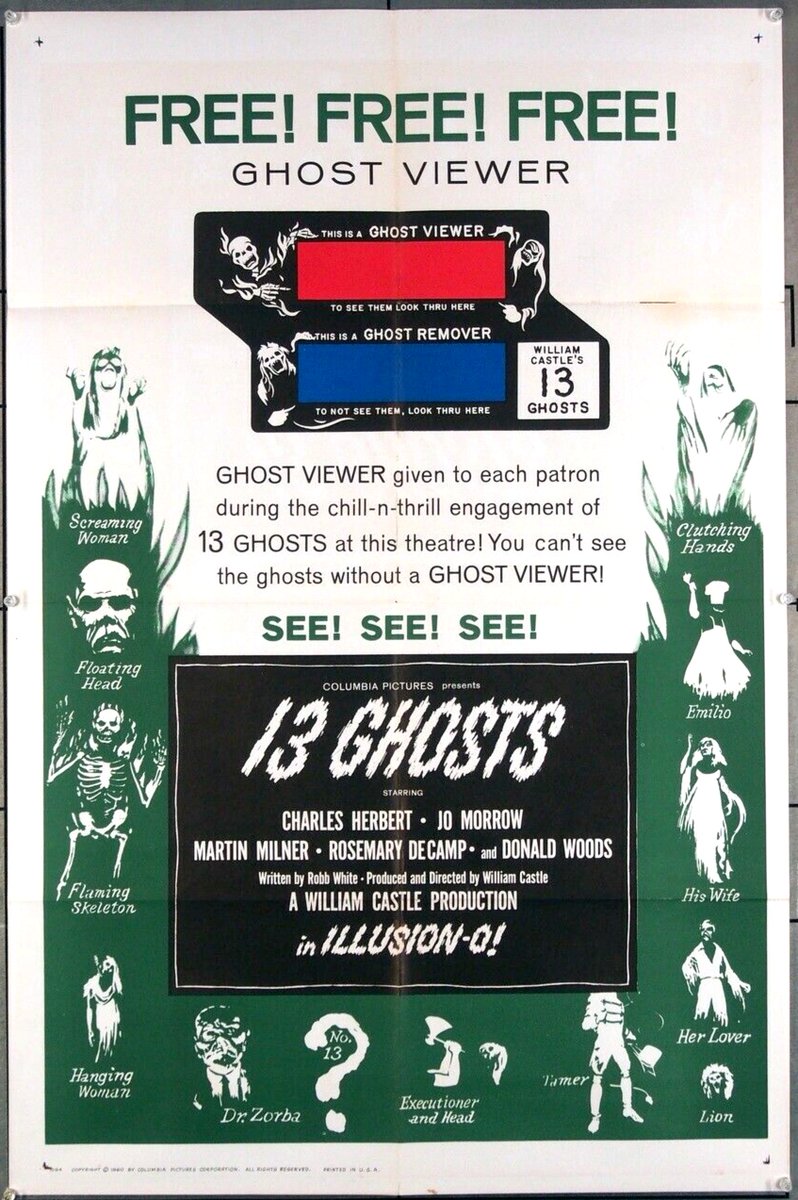 movieartaustin's tweet photo. This week, #Svengoolie is showing William Castle's 13 Ghosts, 1960, on ##MeTV. We are selling this vintage #ghostviewer #movieposter on EBAY for $95., https://t.co/DbIv9UbWXo … https://t.co/LaMxjUUSWG