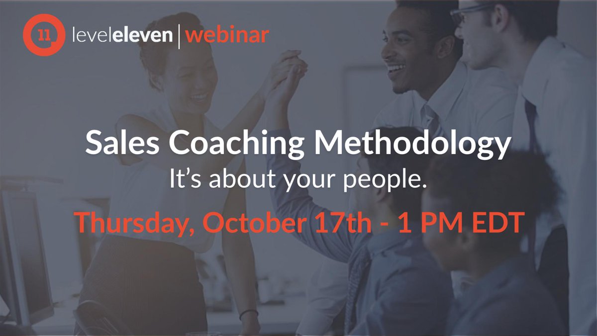 leveleleven's tweet image. It is critical to support your sales team with effective coaching, enabling your team to reach their goals, and you as a leader to reach yours. Join our webinar on Thursday, October 17th at 1 PM EST to learn some of the best coaching practices out there. bit.ly/2Ve7QbL