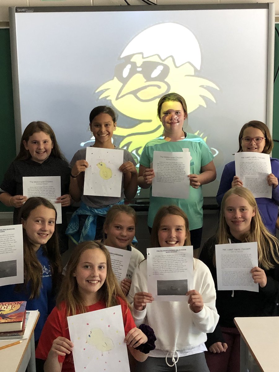 MrWalshHS's tweet photo. Completed and presented their 100 words CHICKEN challenge. Ask your child to explain. @MrWalshHS @HolySpiritOCSB #creativity #ThanksMrsHanna https://t.co/RSLWeEryQT
