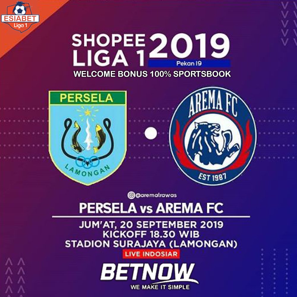 medan_bisyar's tweet photo. Shopee Liga 1
Persela vs Arema FC
Jumat 20 Sept 2019 | 18:30 WIB | https://t.co/3HPDcP7fYr
#ESIABET #N83SPORTS #AGENJUDIBOLAONLINE24JAM #AGENJUDISLOTONLINE24JAM #SITUSJUDIONLINE #JUDIONLINE #SHOPEELIGA1 #AREMAFC #PERSELALAMONGAN #PERSEBAYASURABAYA #PSISSEMARANG #PSIS #PERSIJA https://t.co/MHUYwgxfRd