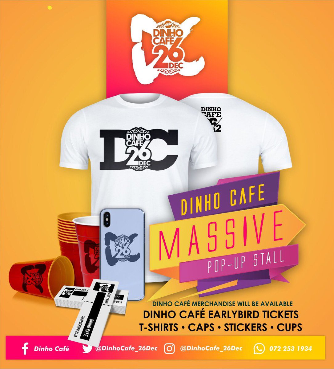 ChilpadLife's tweet image. Official Dinho Café Merchandise Available From Tomorrow At Thibo Café. 

Pull Up In Numbers And Join The Movement.

#DinhoCafe26Dec2019
#ColorFest 
#Dinho&amp;amp;FriendsAmapianoFridays