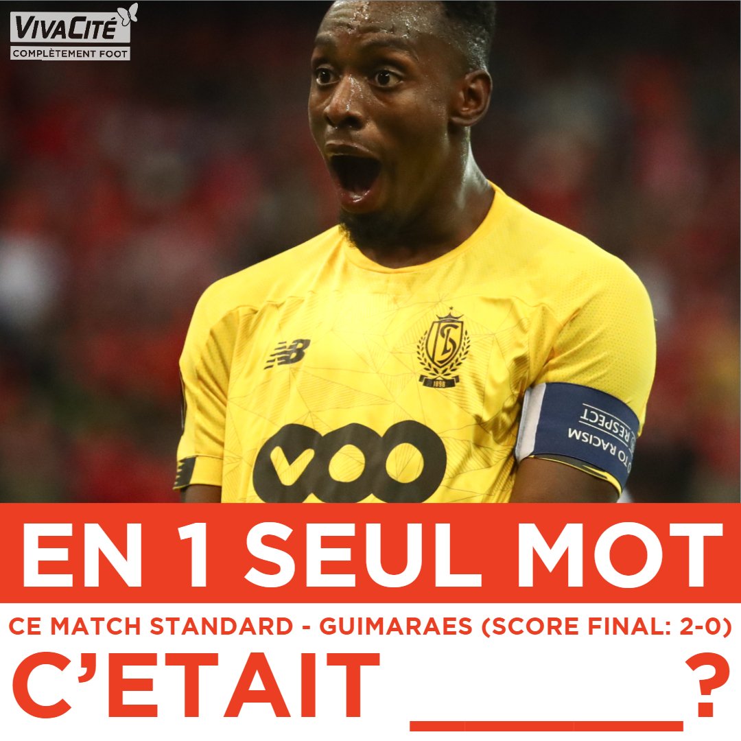 CFootRTBF's tweet photo. [EN 1 SEUL MOT] "Complètement Foot" #CFootRTBF 

Ce match @Standard_RSCL 🆚 @VitoriaSC1922 (Score FINAL: 2-0) #STAVSC #UEL  

C'était _____? https://t.co/gZOWnQqFNE