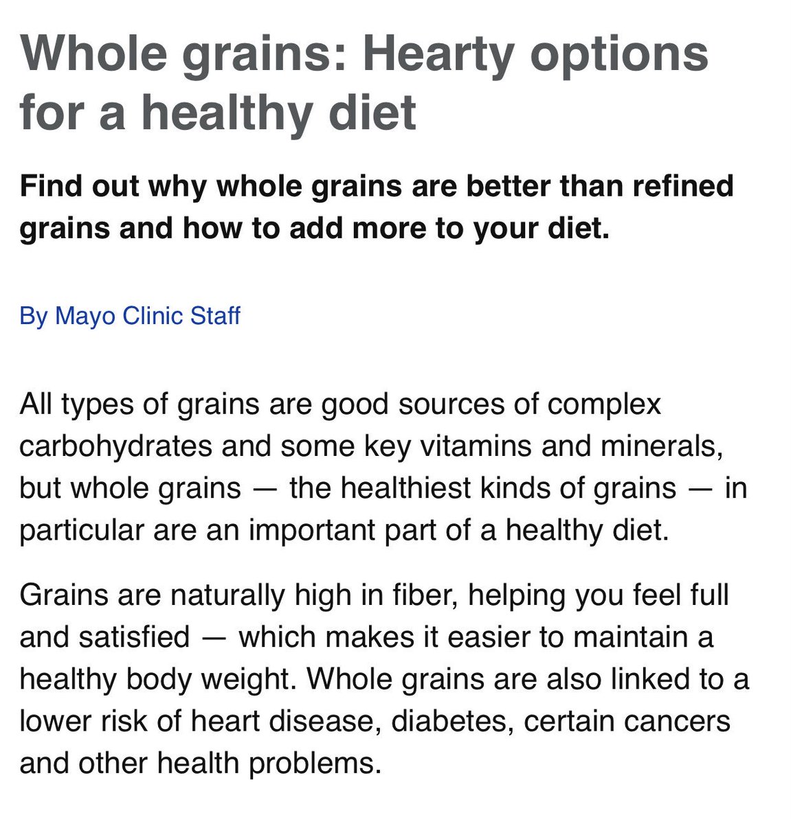JoseClarosHevia's tweet photo. Cereals aren’t the evil 👿. Quite the opposite. All types of grains are good sources of complex carbohydrates and some key vitamins &amp; minerals, but whole grains-the healthiest kinds of grains-in particular are an important part of a healthy diet.
#lunchConversations #MayoClinic https://t.co/FX8WYDQxpQ