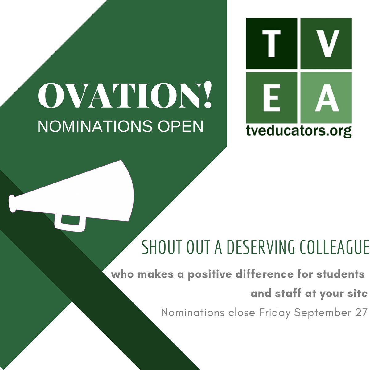 TVEducators's tweet photo. Nominate a member today!  https://t.co/o3bI2c6nZH https://t.co/VXnR8ym0R2