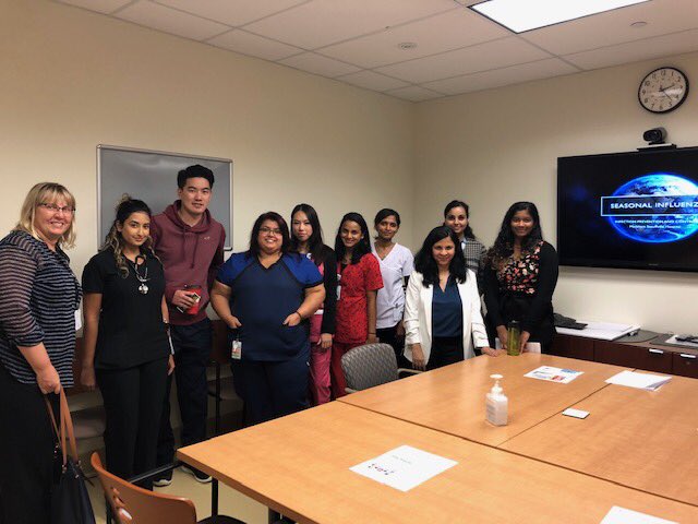 MshSafety's tweet photo. 🚨FLU SEASON is coming and staff &amp; #patientsafety are top priority!
👍🏻This week, IPAC @MSHospital partnered with @YorkRegionGovt #publichealth to educate staff on seasonal influenza: 
🦠Prevention, signs/symptoms, diagnosis &amp; treatment
👥 Such a great turnout with lots of Q&amp;A! https://t.co/ve4F8mgbKo