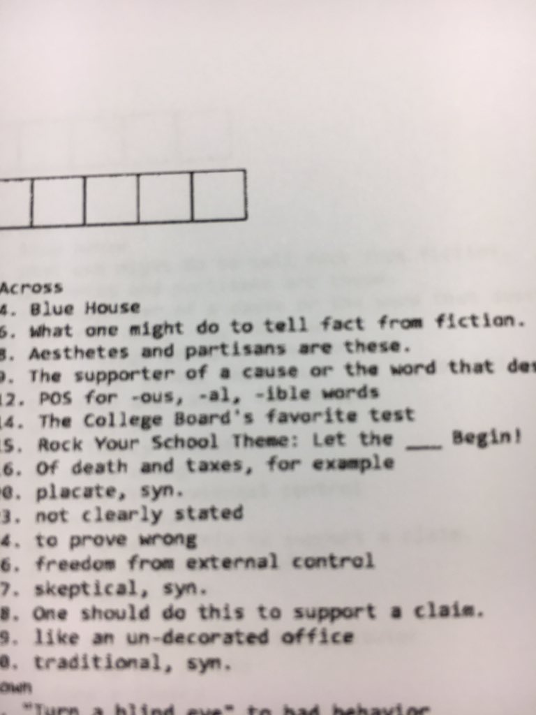 thepuzzletable's tweet image. Today’s SAT crossword puzzle features today’s Rock Your School theme and the names of all four houses. #Letthegamesbegin #inittowinit @RAMiddle_RAMS #ramsinspire