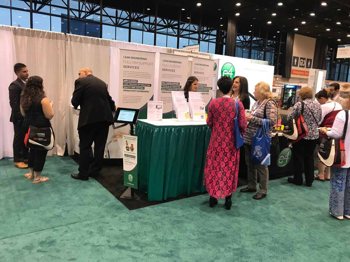e4_health's tweet photo. e4 has wrapped up another successful exhibition at #AHIMA19! Thanks to all the clients, colleagues and partners who made the AHIMA Health Data and Information Conference such an inspiring, fun and educational experience. See you in Atlanta in 2020!
#AHIMA #HIM #LEANEngineering https://t.co/PzvLLVKnFM