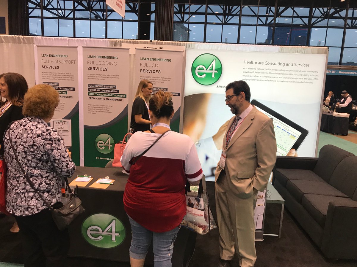 e4_health's tweet photo. e4 has wrapped up another successful exhibition at #AHIMA19! Thanks to all the clients, colleagues and partners who made the AHIMA Health Data and Information Conference such an inspiring, fun and educational experience. See you in Atlanta in 2020!
#AHIMA #HIM #LEANEngineering https://t.co/PzvLLVKnFM
