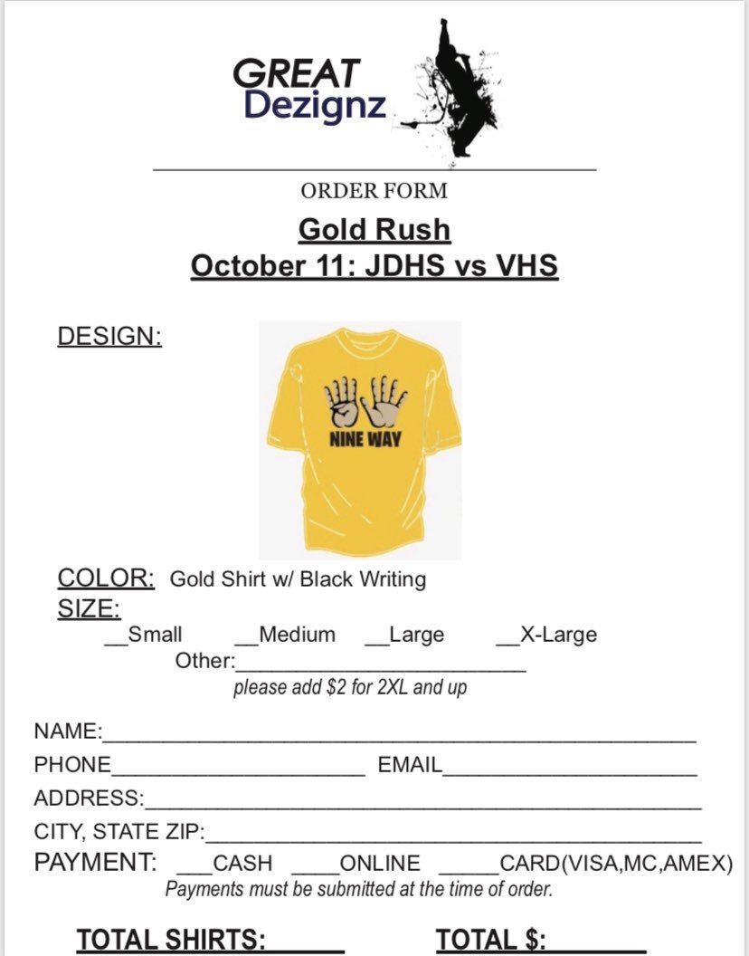 Yellow Jackets.... these shirts have been approved for the 
Oct.11 “Gold Rush” game against Vidalia!!! GET ONE!! Help us pack the stadium in GOLD!!!!!!! <a href="/JDHSNest/">JDHS Student Section</a> <a href="/JDfbRecruits/">JeffDavisfbRecruits</a> <a href="/JeffDavisWBB/">Jeff Davis Women’s Basketball</a> <a href="/jdhoopers/">JD Boys Basketball Boosters</a> <a href="/JacketJd/">JDJacketVoice</a> @jdhs