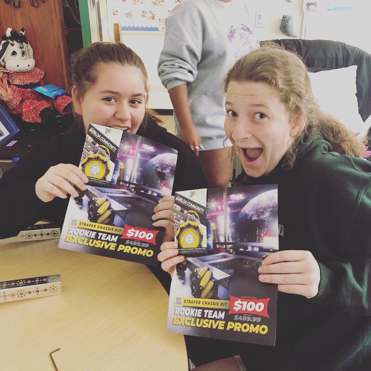 SA_Robotics's tweet photo. The Code Sisters and Sisters of the Motherboard would like to thank @goBILDA for the chance to win some awesome parts!
•
•
•
•
#letsgobildatogether
#omgrobots #girlsinstem #stemsquad #morethanrobots #firstrobotics #sarobotics #firstlikeagirl #futureengineers https://t.co/igJhtJfccF