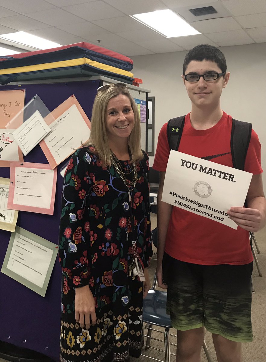 ZajacSLP's tweet photo. Every student MATTERS and every relationship MATTERS! #BeRealNPS is a cultural value & we send that message home every single day. #PositiveSignThursday #NMSLancersLead https://t.co/qddQXSDN7U