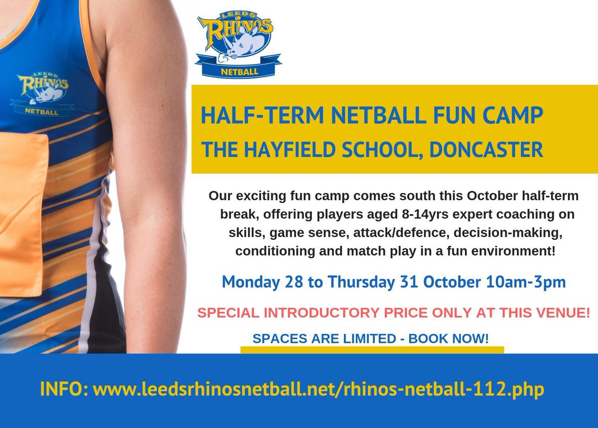 SYNetball's tweet photo. Half Term Camp this October https://t.co/sACagbuDBI