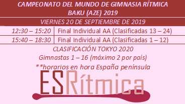 Esritmica's tweet photo. 📣AA Individual #RGBaku2019
#TeamESP: Polina Berezina 

🎥Retransmisión
RTVE https://t.co/h7Dc5l3Tb4 
FIG Youtube: https://t.co/wwMS8si2Ma
📄Orden https://t.co/GxJxtIFvzh
🏆Resultados online: https://t.co/wQNl34nR0N

📄Información completa en nuestra web:
https://t.co/mkGDHwfppT https://t.co/3G1NY90hj1