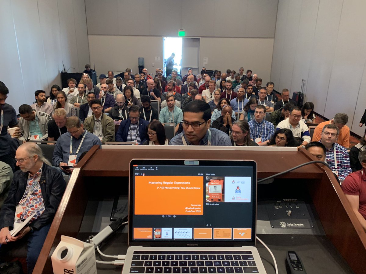 babadopulos's tweet photo. I’d like to thank everyone that attend my session today! I will post the slides here later. Mastering Regular Expressions: (^.*$)(?#everything) You Should Know. #CodeOne2019 https://t.co/Rd9tECzeLl