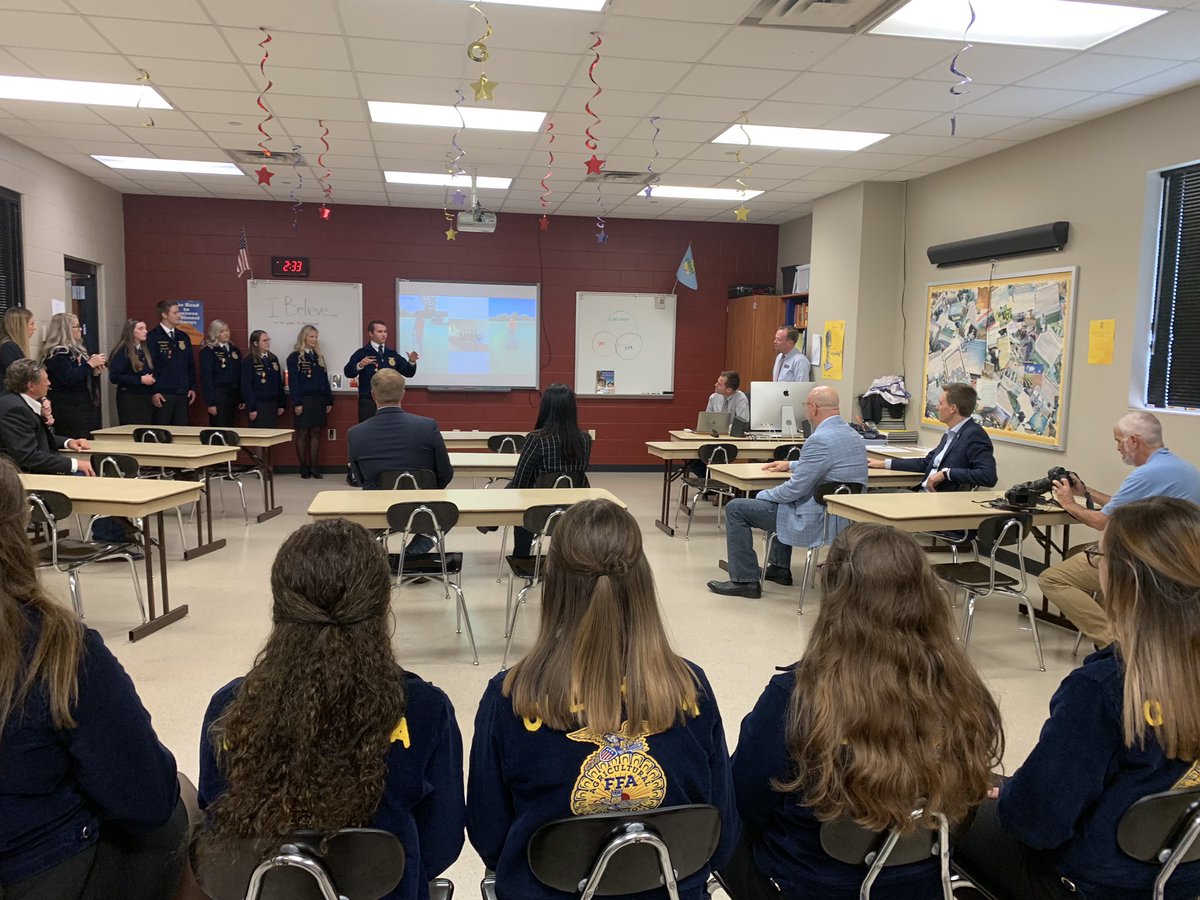 Pretty great to have <a href="/LtGovPinnell/">Lt. Governor Matt Pinnell</a> visiting the Owasso FFA chapter. We believe that Oklahoma FFA really does have #Americasbest youth!