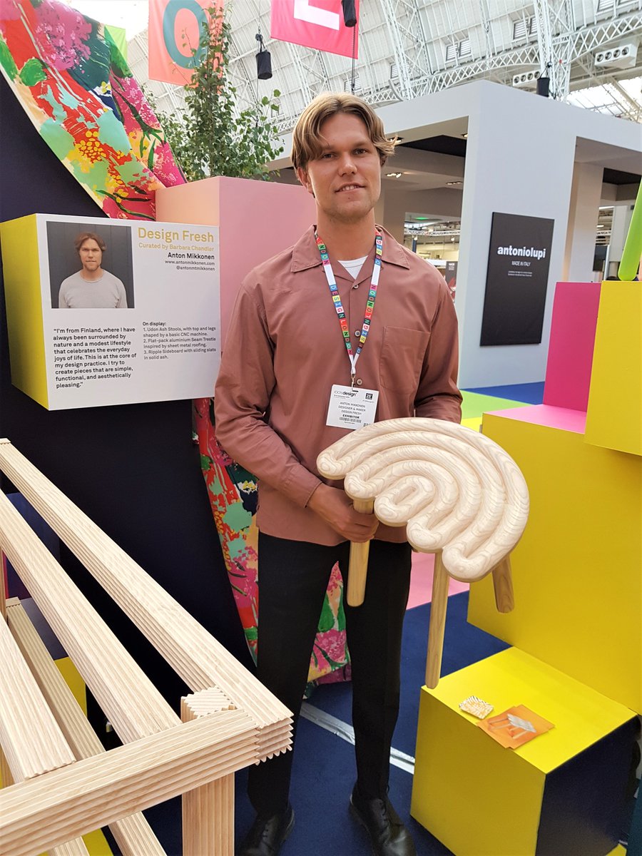 DidsMacdonald's tweet image. Gr8 visit to @designlondon &amp;amp; congratulations to @sunnyholt (Barbara Chandler) for creating FRESH DESIGN - 34 new designers, a must-see in the entrance to the exhibition including antonmikkonen.com &amp;amp; inst SAFFRONEVEDESIGNS @designlondon @FurnitureMkrsCo @ACID_tweets