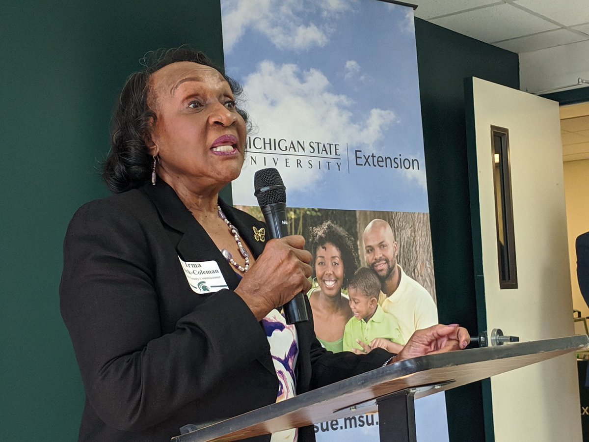 MSUExtension's tweet photo. Urban farmer, Oakman Boulevard resident and Wayne County Commissioner Irma Clark-Coleman speaks at the @Focus_HOPE celebration just two blocks from her home. "You can't ask for a better neighbor." https://t.co/60TruqLWM9