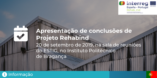 Rehabind's tweet photo. Lembre-se! Você pode se inscrever no seminário de apresentação das conclusões do projeto Rehabind clicando neste link:

⬇️⬇️
https://t.co/H8qKbTCyut

📆 20 setembro 2019
📍 Sala de reuniões do ESTIG, Instituto Politécnico de Bragança https://t.co/yYqELCwZps