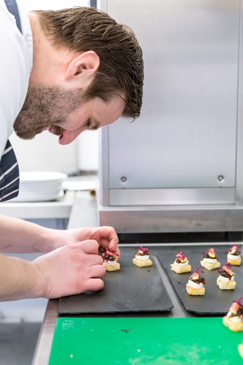 Our caterers meticulously prepare every delicious meal at The Court House. Here is @YesChefDining placing the final details to some delicious canapes #TheCourtHouseWarwick #Warwick #Warwickshire #Canapes #Catering #Venue