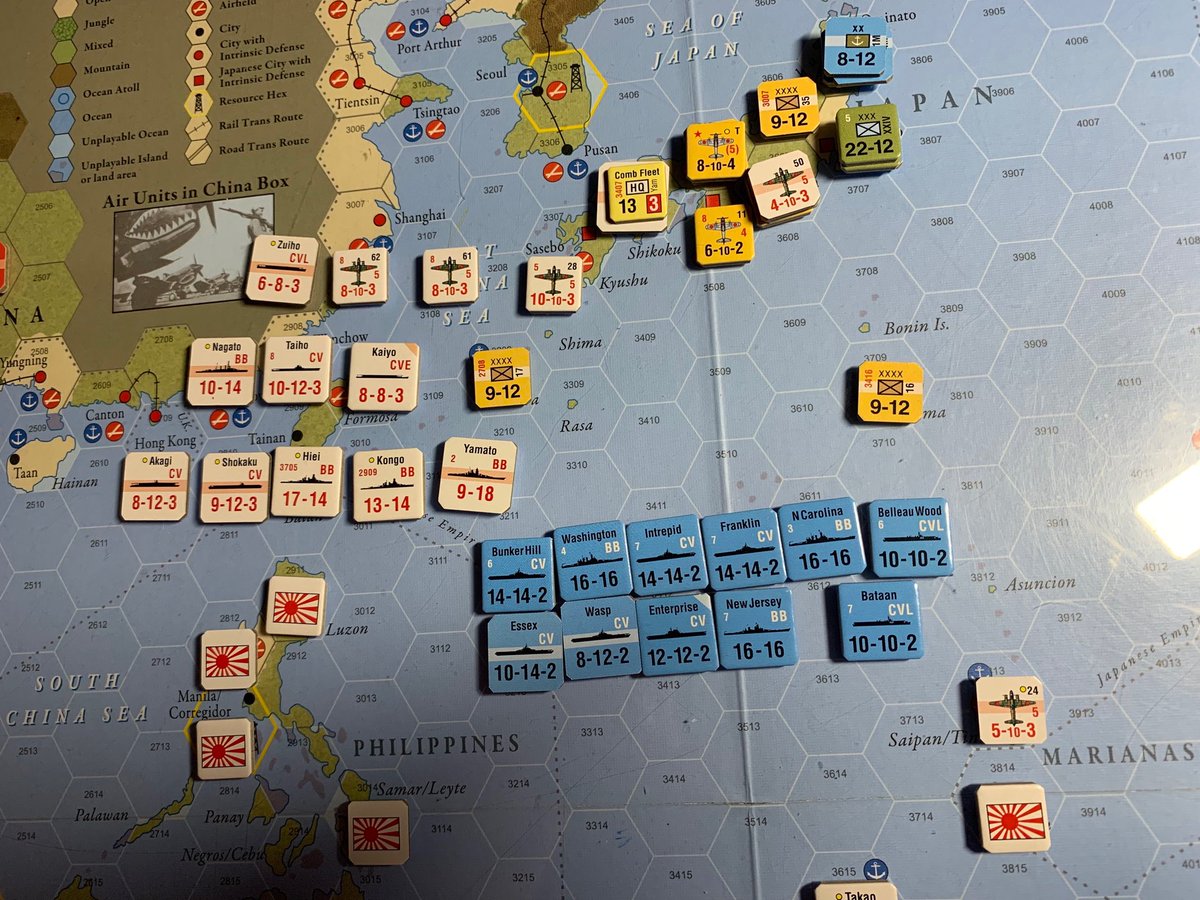 markherman54's tweet photo. #EmpireoftheSun early 1944, the Allies play Flintlock to establish naval superiority. Japanese fleet in Okinawa is attacked. Allies have 150 strength v 118 Japanese. Both sides achieved 1x results. Largest battle I have ever experienced. This one is going to go to the wire. https://t.co/IqdHzRKEgU
