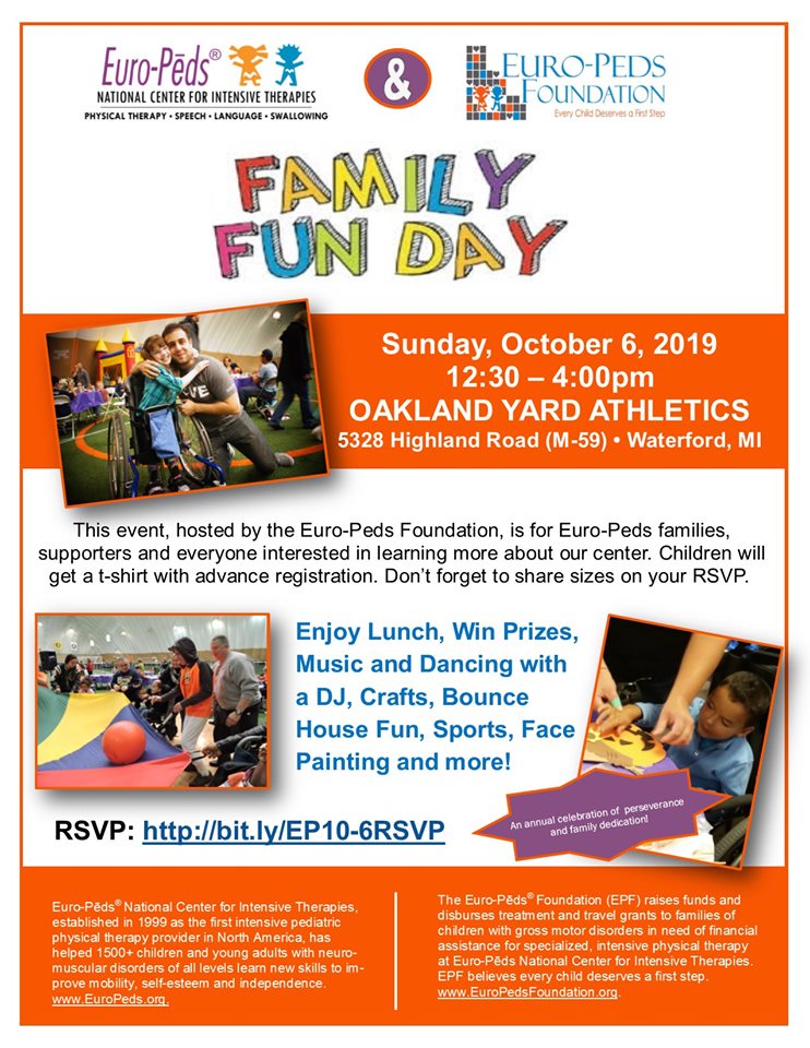Be a Family Fun Day sponsor or participant on Oct. 6. Many families w/ CP, Down Syndrome &amp; Spina Bifida attend this event annually to enjoy carnival-like games, sports and dancing... &amp; to be part of a genuine community. Plus, gifts are being matched! bit.ly/2klQbR8