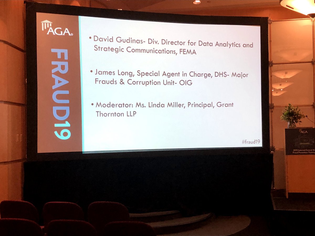 DavidGudinas's tweet photo. Thanks to AGA for inviting me to share how FEMA and the DHS-OIG are working together to build a positive and collaborative relationship to reduce #fraud! #FRAUD19 #FEMA https://t.co/Tv75QcqhY6