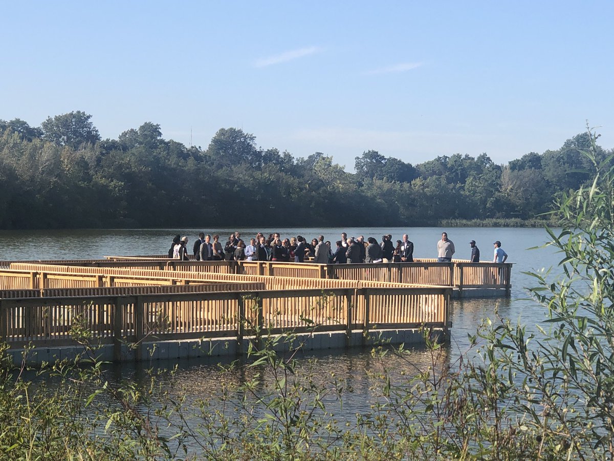 NancyDunleavy's tweet photo. #GPLEX2019 public spaces exploration! Discovery Center at Strawberry Mansion Resevoir https://t.co/flO2zKv1Ak