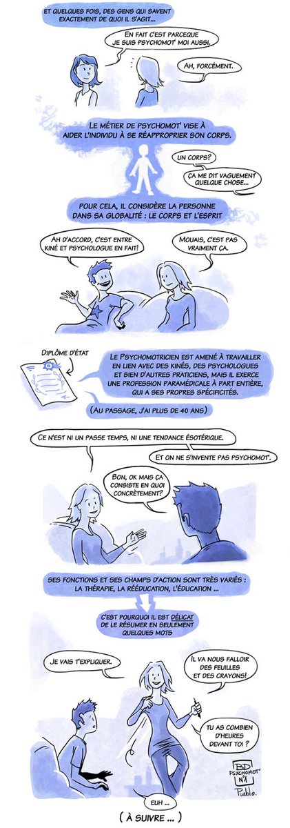 ThomasPsychomot's tweet photo. À l’occasion de la Journée Européenne de la #Psychomotricité, voici les trois premiers épisodes de la "BD #Psychomot".

Ce beau projet réalisé par @LePueblo a notamment pour objectif de présenter la profession, ses champs d’actions ...

#JEPsychomot19 #JEP2019 https://t.co/7mUS7lN5l6