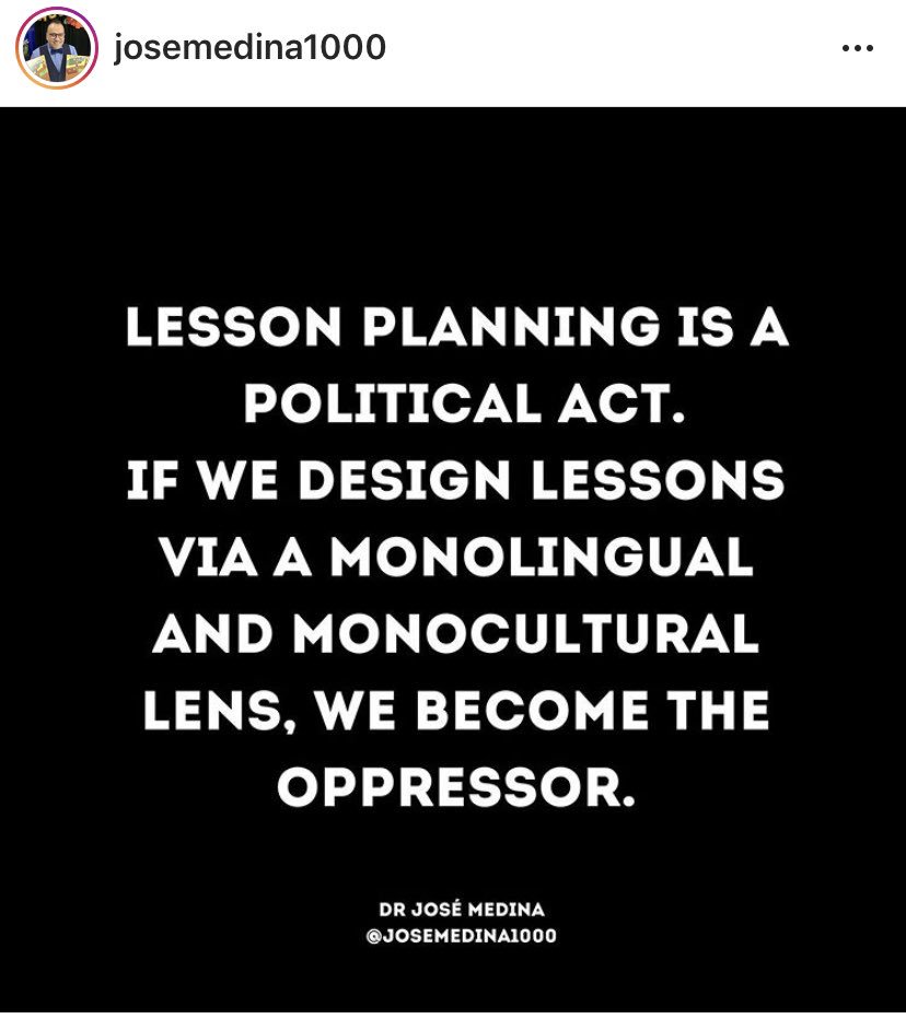 MartinaPMcGhee's tweet photo. As we talk about creating equitable learning environments for our ELs I’m reminded of what @JoseMedinaJr89 shared #EquityGadfly @IDRAedu https://t.co/ayMrAqzQ10