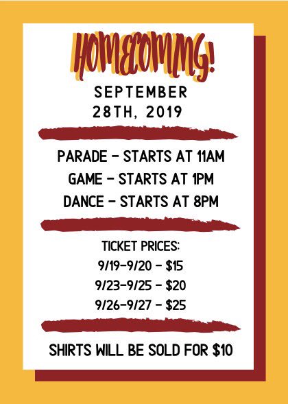 Hey again Spartans!! This is next Saturday’s schedule for our 50th HOCO!🥳🥳