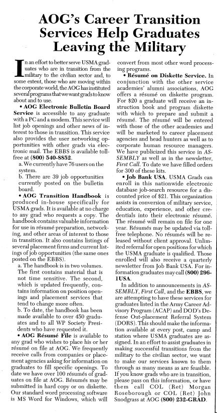 WPAOG's tweet photo. #OTD 3 Oct 1993 ASSEMBLY (Sept.-Oct. 1993) first announced a “Resume on Diskette” program to assist graduates in transition to civilian careers. Today, WPAOG offers enhanced career assistance to graduates from the Alumni Support department at: https://t.co/JDQz0GHZ2x #WPAOG150 https://t.co/nWgdJz7X0a